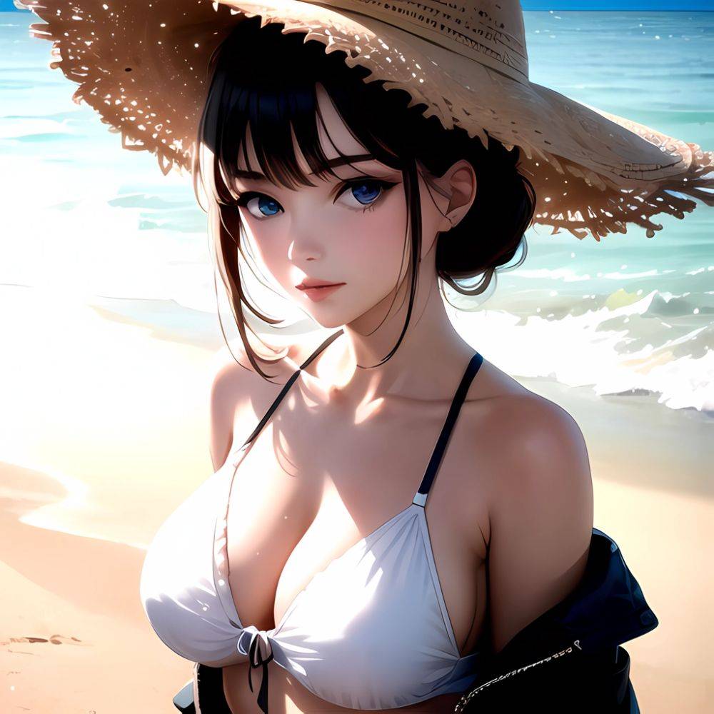 1girl Solo Beach Blue Eyes, 460157343 - AIHentai - #main