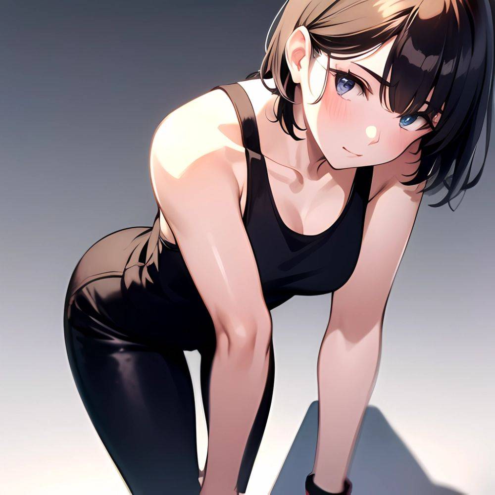 1girl Solo Tank Top Leggings Standing Fully Clothed Pov Simple Background, 3260953406 - AIHentai - #main