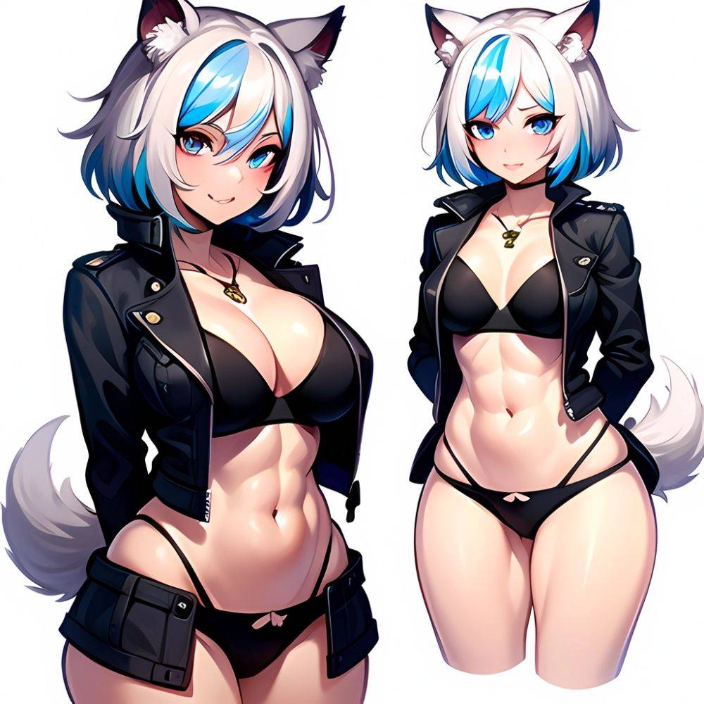 Solo 1girl Abs Animal Ears Aria Crystalplanet00 Bbc Chan Biting Black Hair Black Sclera Blue Eyes Breasts Colored Sclera Cropped, 322086733 - AIHentai - #main