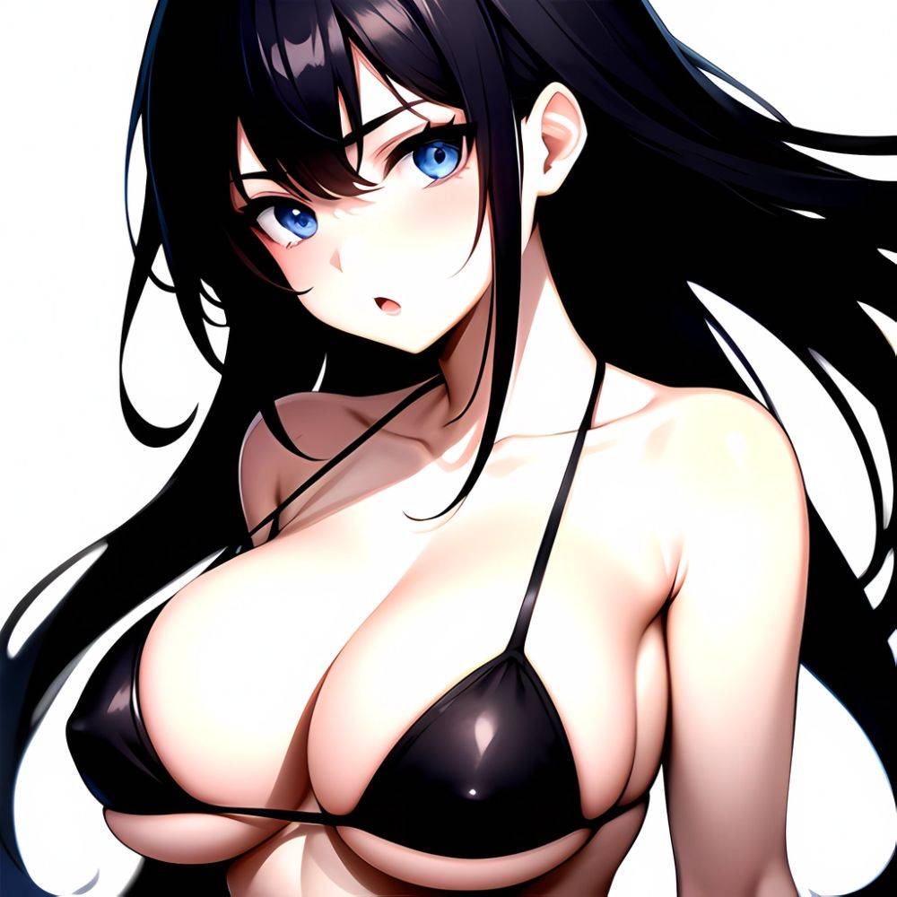 1girl O Absurdres Bikini Black Bikini Black Hair Blue Eyes Breasts Cleavage Collarbone Commentary Request Highres Large Breasts, 1741735115 - AIHentai - #main