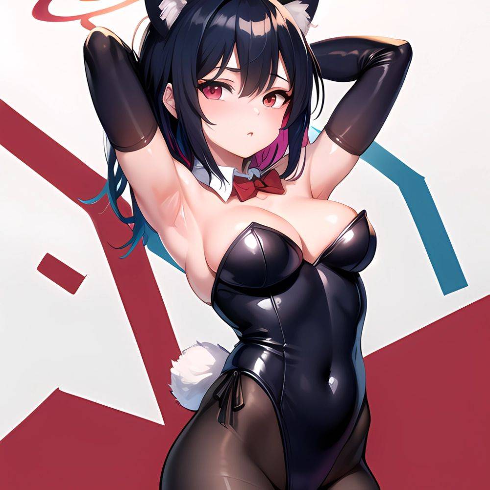 1girl Solo Animal Ears Armpits Black Hair Black Pantyhose Blue Archive Bow Bowtie Cat Ears Colored Inner Hair Coma Light825, 1831488525 - AIHentai - #main