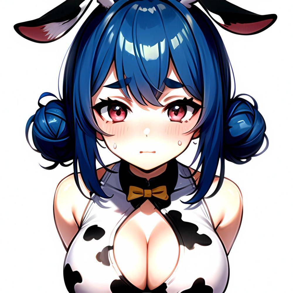 1girl Alternate Breast Size Animal Ear Fluff Animal Ears Animal Print Blue Hair Blush Breasts Cleavage Cutout Clothing Cutout Co, 690302212 - AIHentai - #main