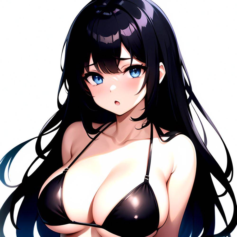 1girl O Absurdres Bikini Black Bikini Black Hair Blue Eyes Breasts Cleavage Collarbone Commentary Request Highres Large Breasts, 2762230315 - AIHentai - #main