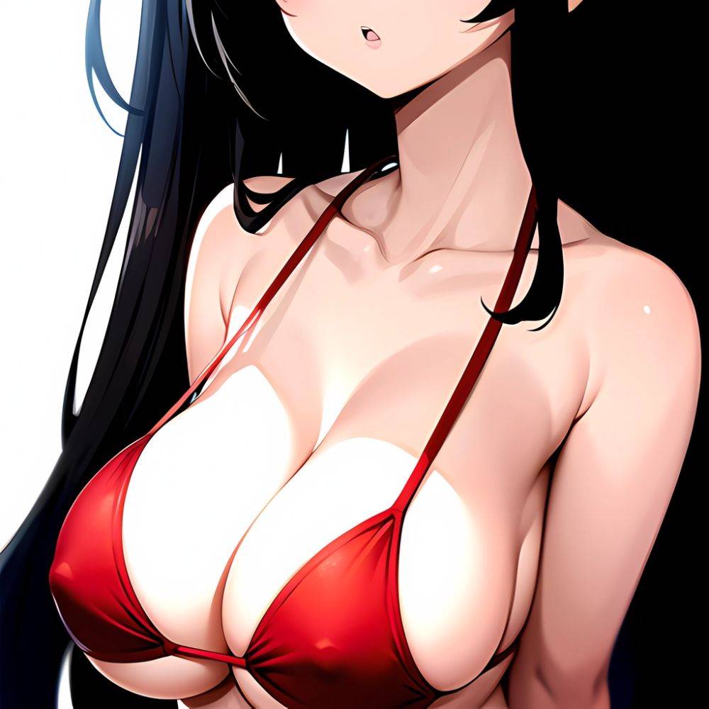 1girl O Absurdres Bikini Red Bikini Black Hair Blue Eyes Breasts Cleavage Collarbone Commentary Request Highres Large Breasts Lo, 26722888 - AIHentai - #main