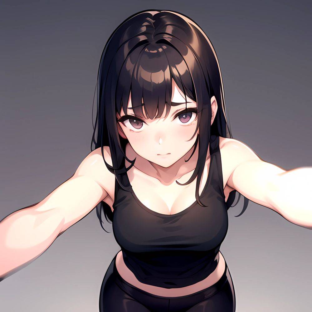 1girl Solo Tank Top Leggings Fully Clothed Pov Simple Background, 158696641 - AIHentai - #main