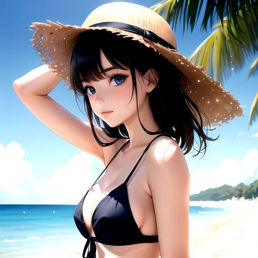 1girl Solo Beach Blue Eyes, 154333157 - AIHentai - #main