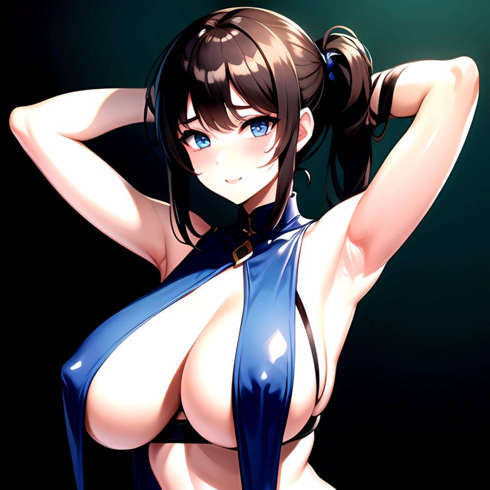 1girl Solo Big Boobs Pov Blue Eyes Armpits Arms Behind Head, 2277415716 - AIHentai - #main