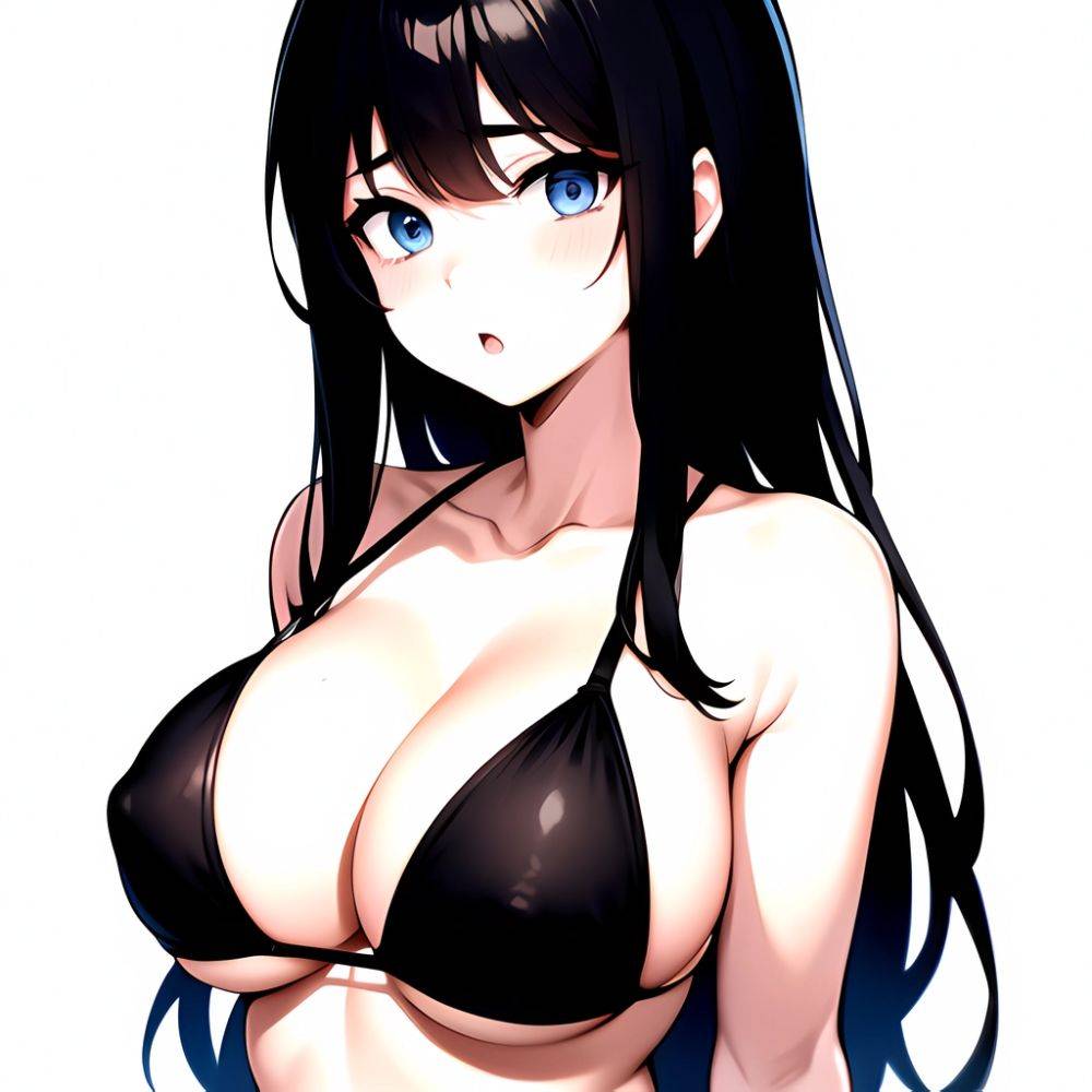 1girl O Absurdres Bikini Black Bikini Black Hair Blue Eyes Breasts Cleavage Collarbone Commentary Request Highres Large Breasts, 2148216090 - AIHentai - #main