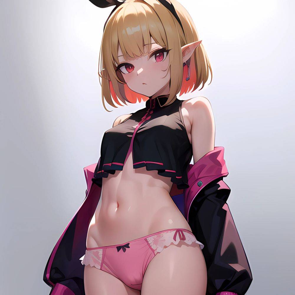 1girl Blonde Hair Frilled Panties Frills Highres Hip Bones Looking At Viewer Makaino Ririmu Multicolored Hair Navel Nijisanji No, 700181796 - AIHentai - #main