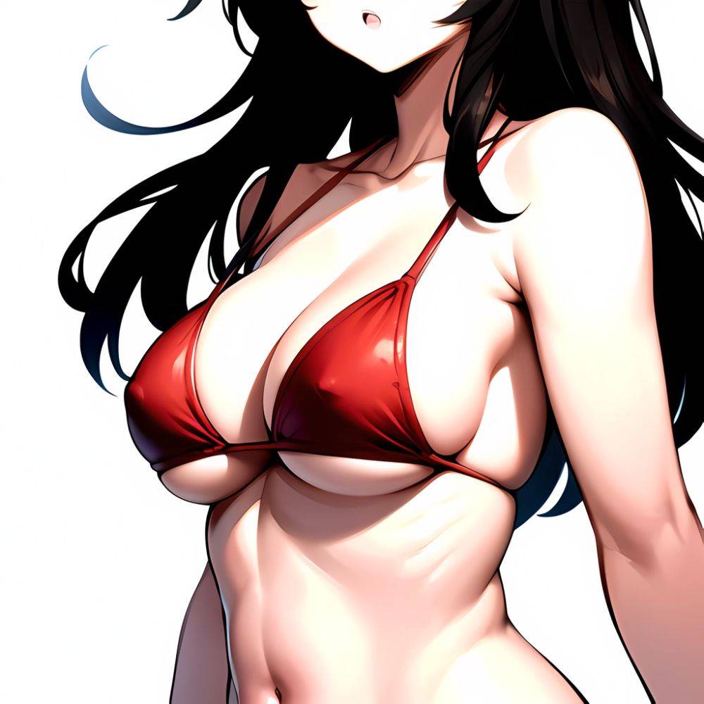 1girl O Absurdres Bikini Red Bikini Black Hair Blue Eyes Breasts Cleavage Collarbone Commentary Request Highres Large Breasts Lo, 651707033 - AIHentai - #main