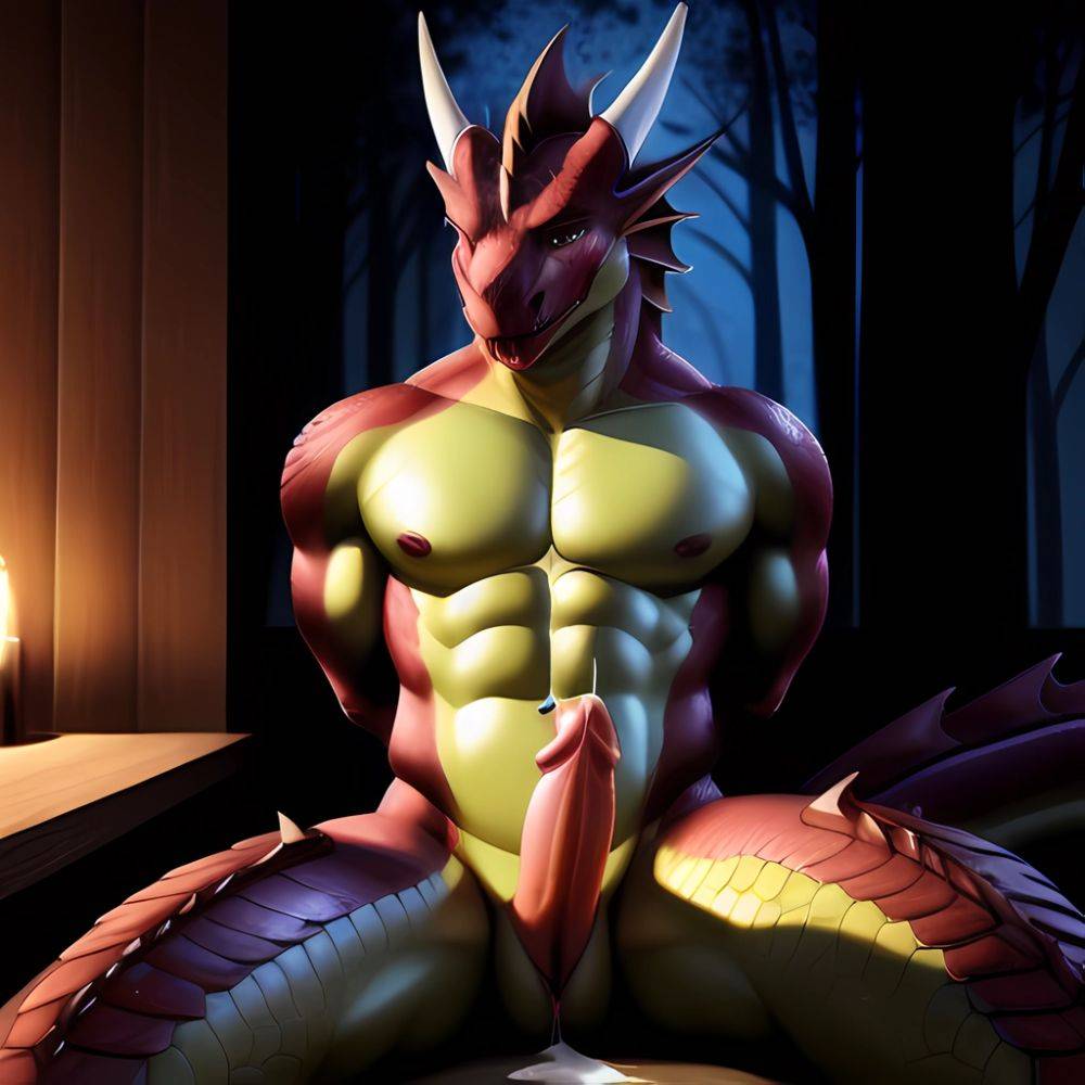 Anthro Dragon Male Solo Abs Cum Dripping Muscular Dragon Penis Genital Slit Furry Sitting Realistic Scales Detailed Scales Textu, 398139242 - AIHentai - #main