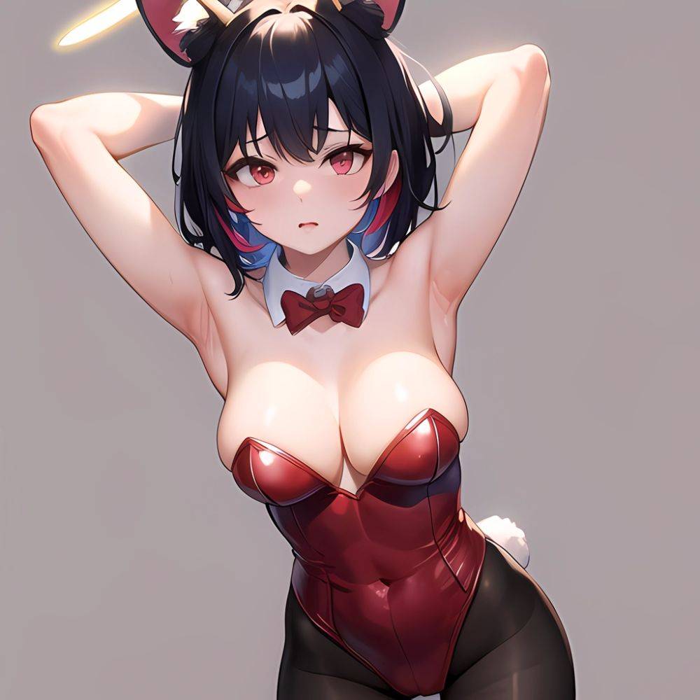 1girl Solo Animal Ears Armpits Black Hair Black Pantyhose Blue Archive Bow Bowtie Cat Ears Colored Inner Hair Coma Light825, 970146575 - AIHentai - #main