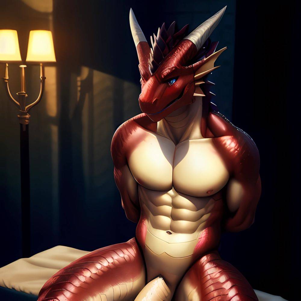 Anthro Dragon Male Solo Abs Cum Dripping Muscular Dragon Penis Genital Slit Furry Sitting Realistic Scales Detailed Scales Textu, 767407480 - AIHentai - #main