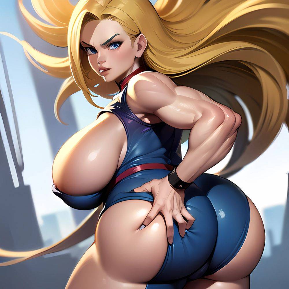 1girl Absurdres Android 18 Ass Big Hair Blonde Hair Blue Eyes Breasts Curvy Dragonball Z Drawing Female Focus Highres Huge, 2675080245 - AIHentai - #main