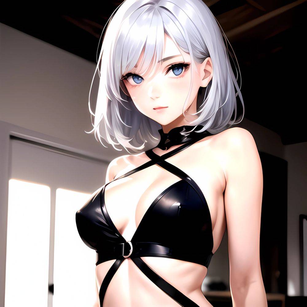 1girl Sexy Blue Eyes Silver Hair Arms Behind Back Facing The Camera Looking At The Camera, 1980328413 - AIHentai - #main