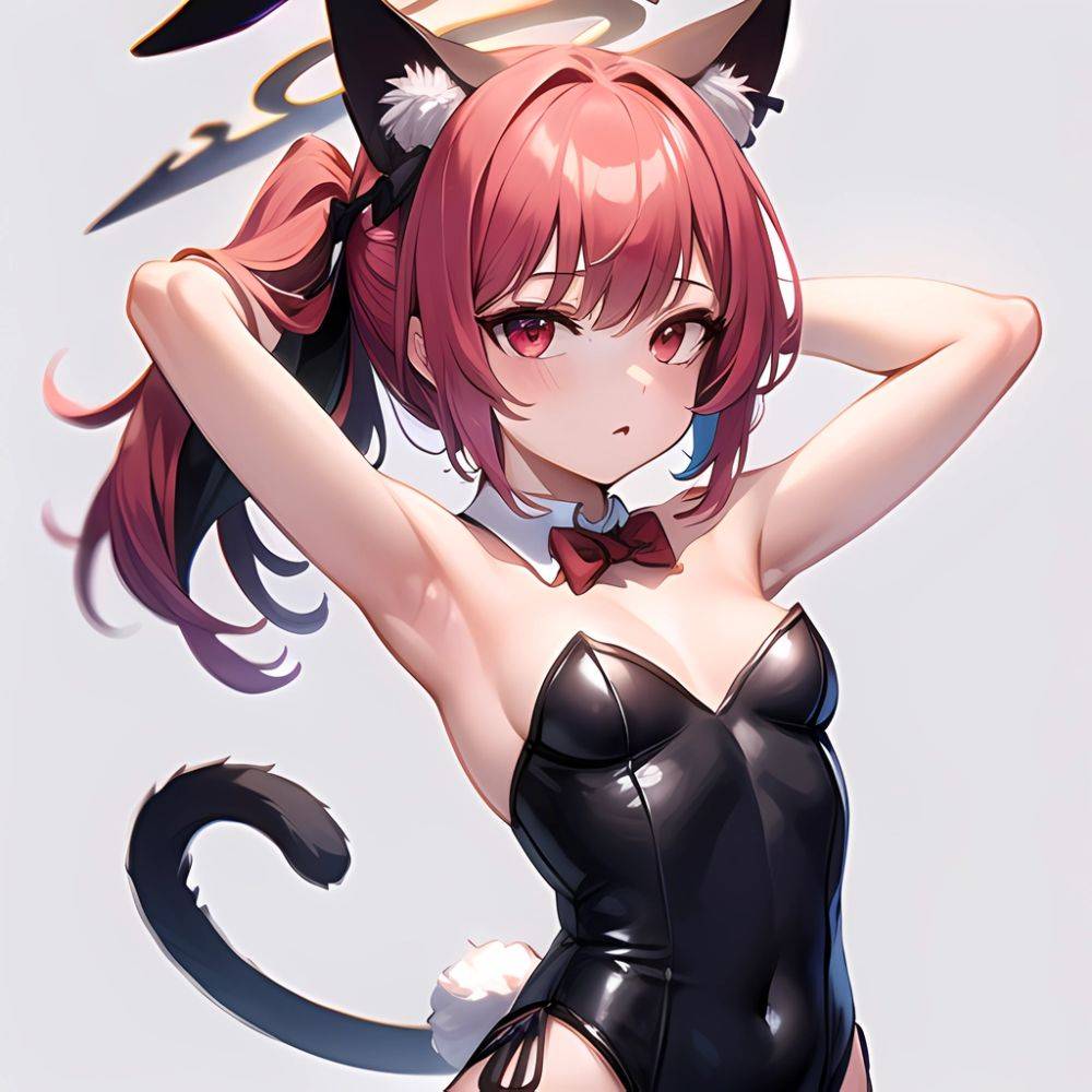 1girl Solo Animal Ears Armpits Black Hair Black Pantyhose Blue Archive Bow Bowtie Cat Ears Colored Inner Hair Coma Light825, 4245913637 - AIHentai - #main