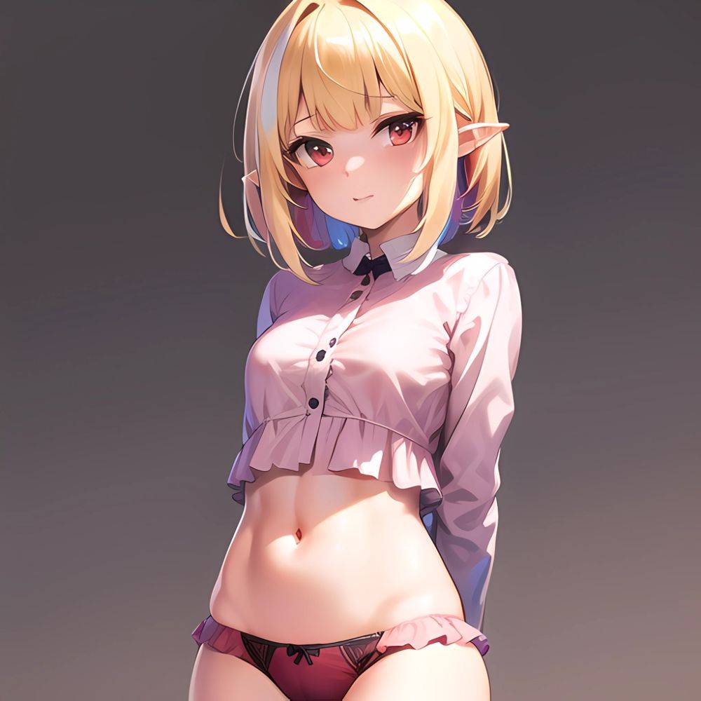 1girl Blonde Hair Frilled Panties Frills Highres Hip Bones Looking At Viewer Makaino Ririmu Multicolored Hair Navel Nijisanji No, 1308248432 - AIHentai - #main