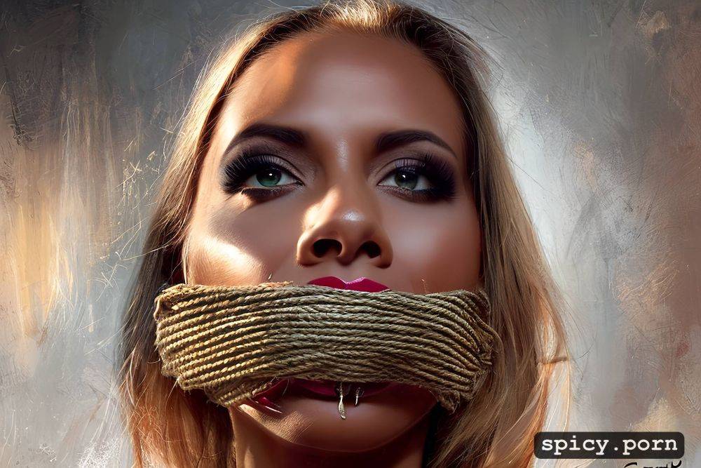 muzzled gagged slave woman enhanced features tied up pretty face high quality - #main