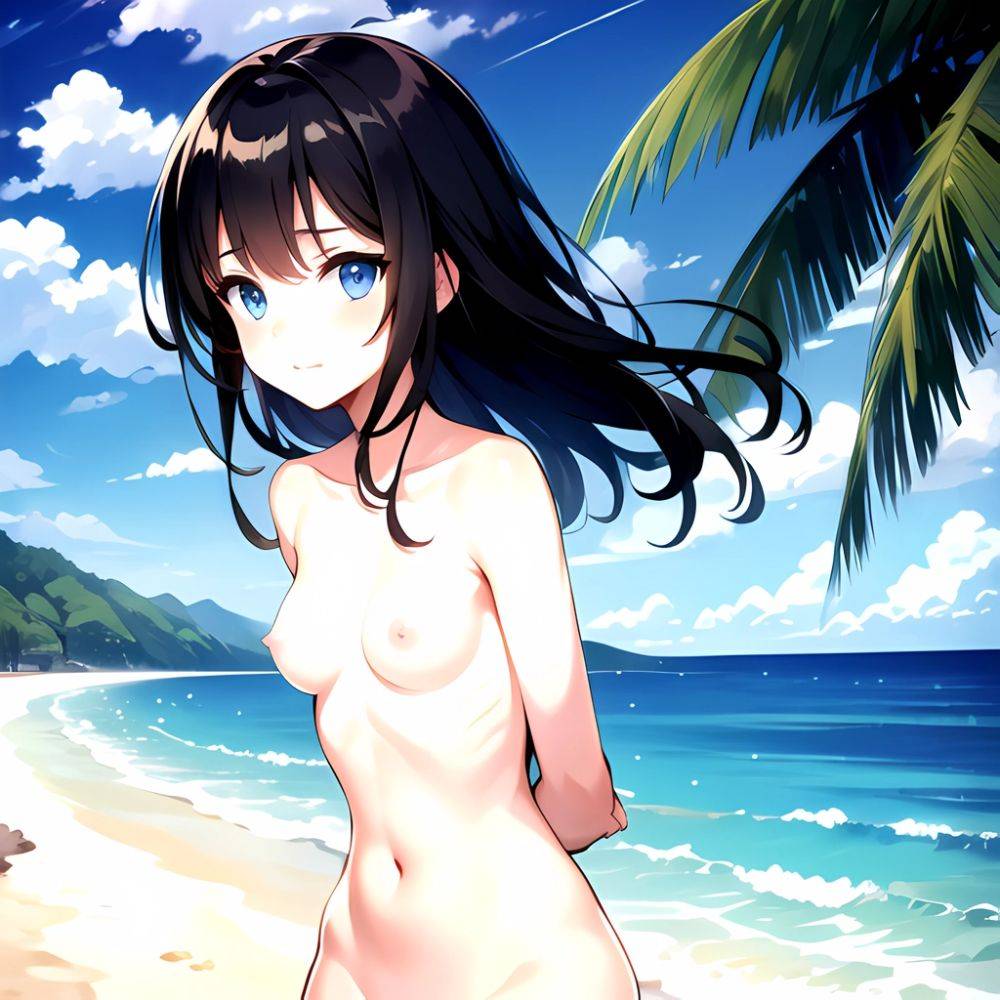 1girl Solo Beach Blue Eyes Naked Arms Behind Back, 2768410290 - AIHentai - #main