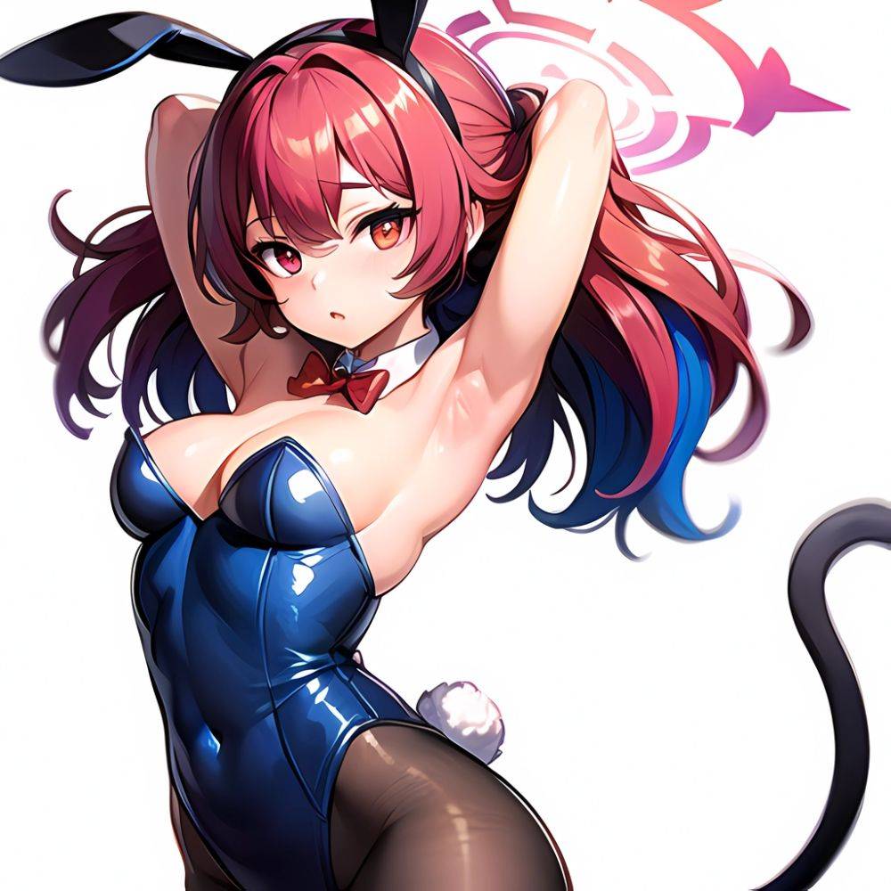 1girl Solo Animal Ears Armpits Black Hair Black Pantyhose Blue Archive Bow Bowtie Cat Ears Colored Inner Hair Coma Light825, 3818761175 - AIHentai - #main