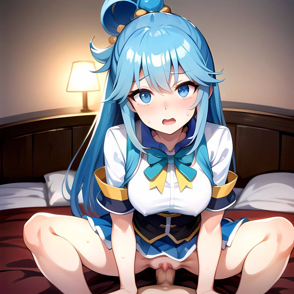 Absurdres Ai Generated Anus Aqua Konosuba Bedroom Blue Eyes Blue Hair Cowgirl Position Highres Looking At Viewer On Bed Penis, 716558015 - AIHentai - #main