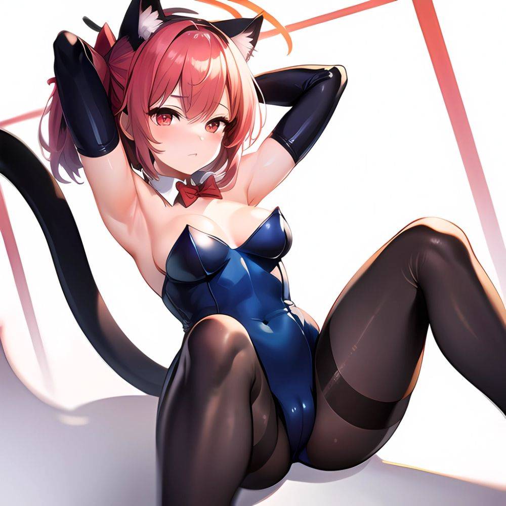 1girl Solo Animal Ears Armpits Black Hair Black Pantyhose Blue Archive Bow Bowtie Cat Ears Colored Inner Hair Coma Light825, 3686483032 - AIHentai - #main