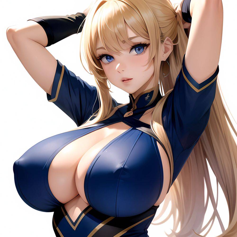 1girl Big Boobs Pov Arms Up Blue Eyes Arms Behind Head Simple Background, 2961090952 - AIHentai - #main