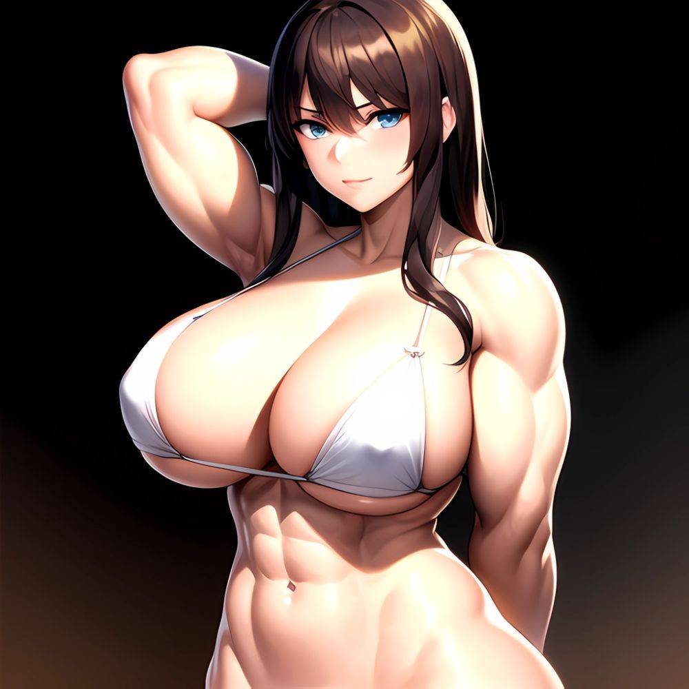 Big Boobs Naked 1girl Blue Eyes Muscular Big Muscles Huge Muscles Strong Arms Behind Back Looking At The Viewer Facing, 2005379166 - AIHentai - #main