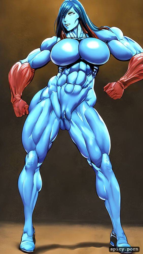 anime style veiny muscular buff female supermegaheavyweight bodybuilder giantess futanari - #main