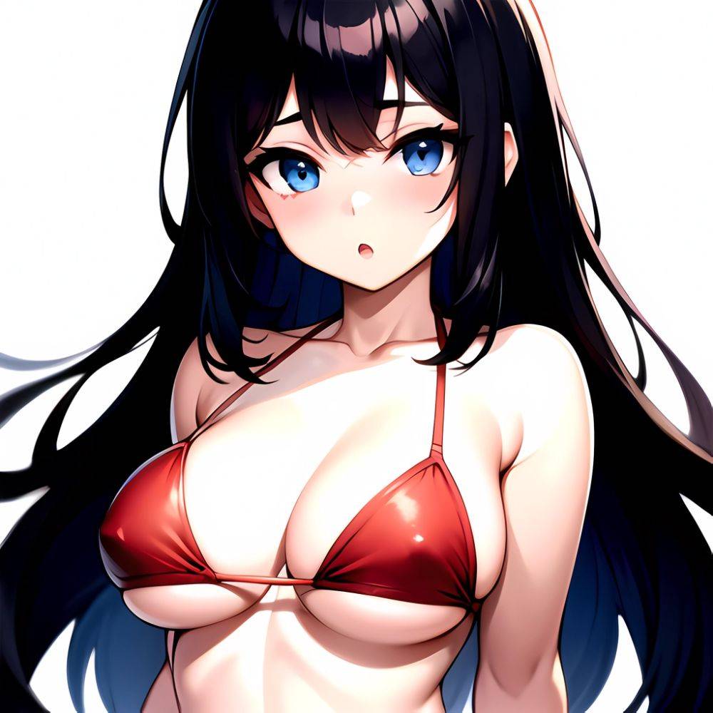 1girl O Absurdres Bikini Red Bikini Black Hair Blue Eyes Breasts Cleavage Collarbone Commentary Request Highres Large Breasts Lo, 2327726289 - AIHentai - #main