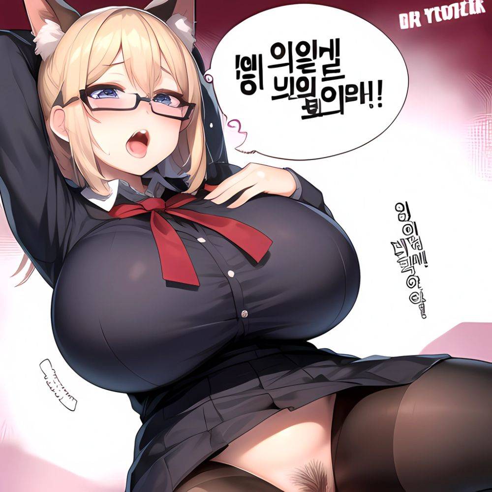 1girl Ahegao Breasts Butcherboy Fucked Silly Glasses Huge Breasts Korean Text Pubic Hair Solo, 3842927325 - AIHentai - #main