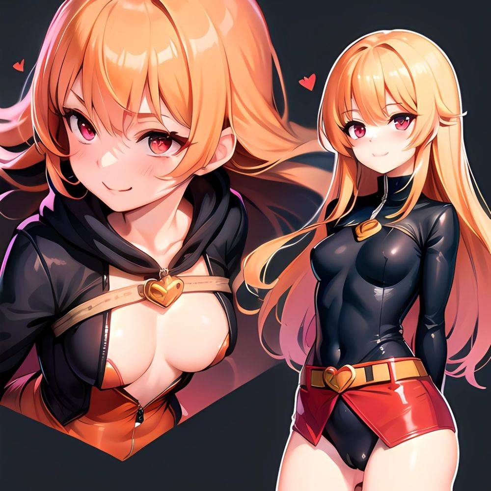 1girl Mature Belt Blush Breasts Cameltoe Gem Heart Highres Hyper Blossom Jacket Jewelry Leotard Long Hair Magical Girl Orange Ha, 897377976 - AIHentai - #main