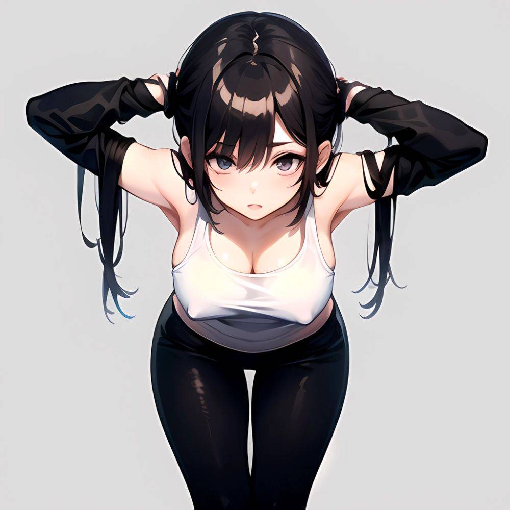 1girl Solo Tank Top Leggings Standing Fully Clothed Pov Simple Background, 1702824972 - AIHentai - #main