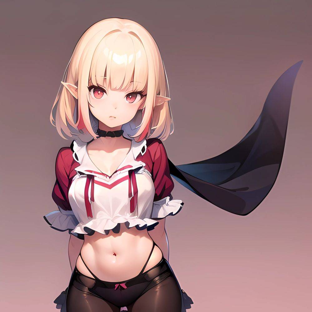 1girl Blonde Hair Frilled Panties Frills Highres Hip Bones Looking At Viewer Makaino Ririmu Multicolored Hair Navel Nijisanji No, 4141846409 - AIHentai - #main