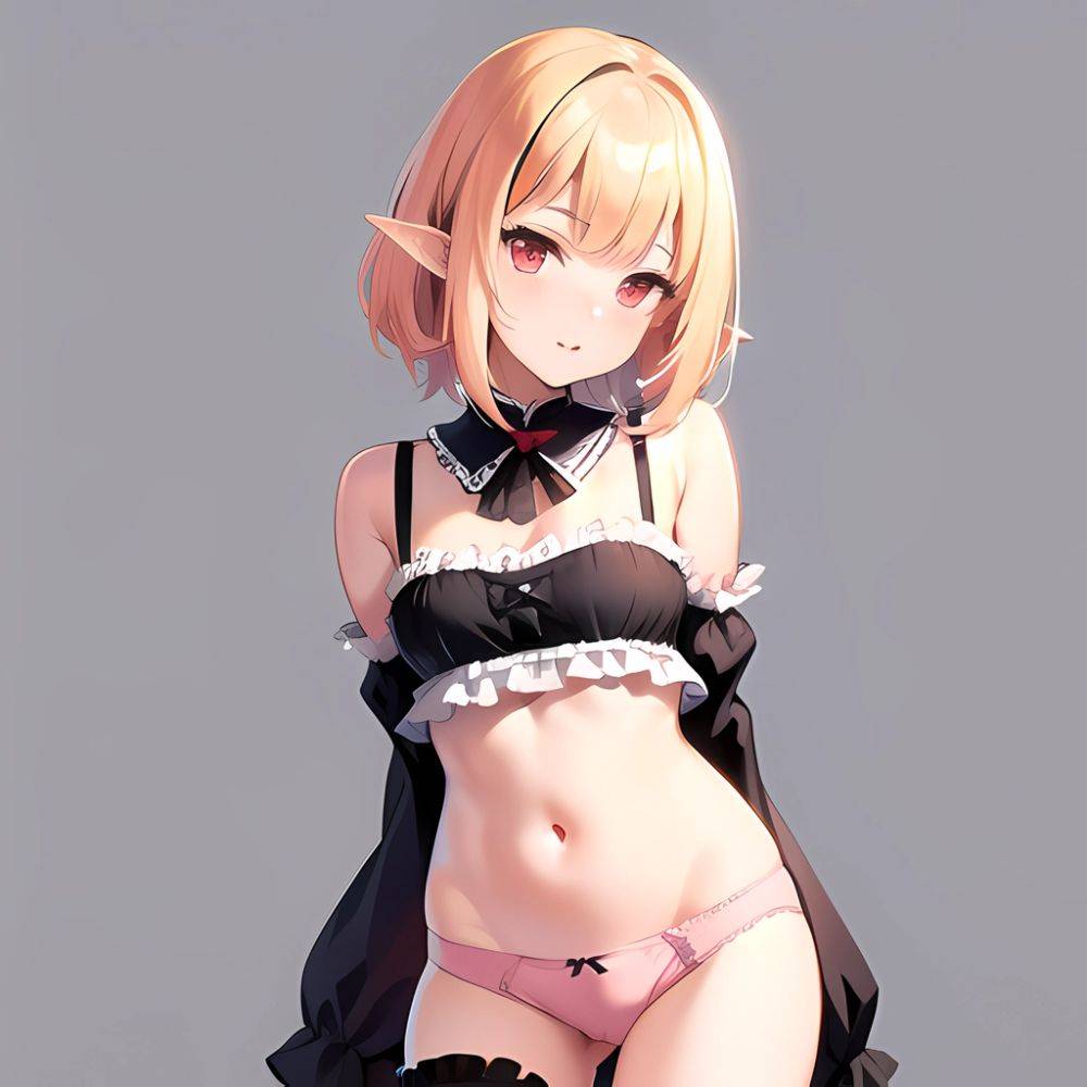 1girl Blonde Hair Frilled Panties Frills Highres Hip Bones Looking At Viewer Makaino Ririmu Multicolored Hair Navel Nijisanji No, 2016651460 - AIHentai - #main