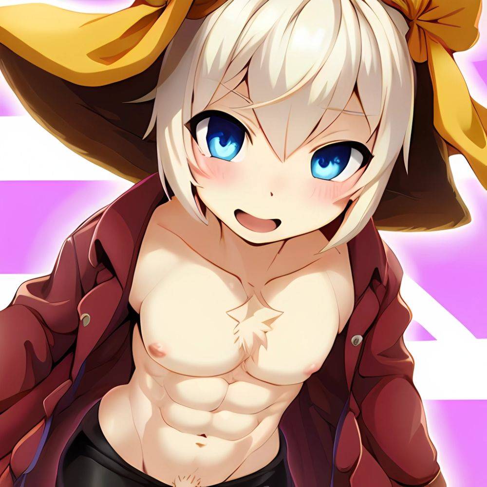 1boy Abs Absurdres Blue Eyes Closed Mouth Cowboy Shot Gojou Satoru Highres Jujutsu Kaisen Light Smile Looking To The Side, 385204640 - AIHentai - #main
