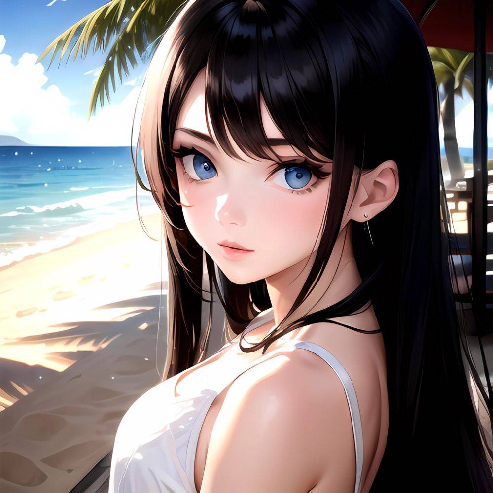 1girl Solo Beach Blue Eyes, 547842186 - AIHentai - #main