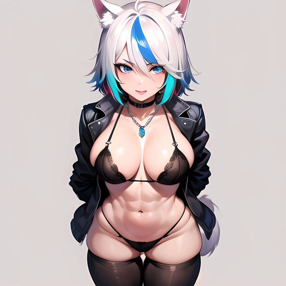 Solo 1girl Abs Animal Ears Aria Crystalplanet00 Bbc Chan Biting Black Hair Black Sclera Blue Eyes Breasts Colored Sclera Cropped, 3652107617 - AIHentai - #main