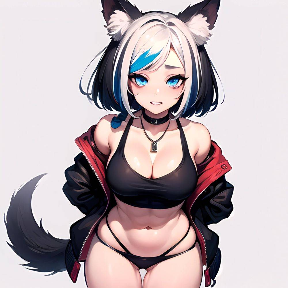 Solo 1girl Abs Animal Ears Aria Crystalplanet00 Bbc Chan Biting Black Hair Black Sclera Blue Eyes Breasts Colored Sclera Cropped, 1826256117 - AIHentai - #main