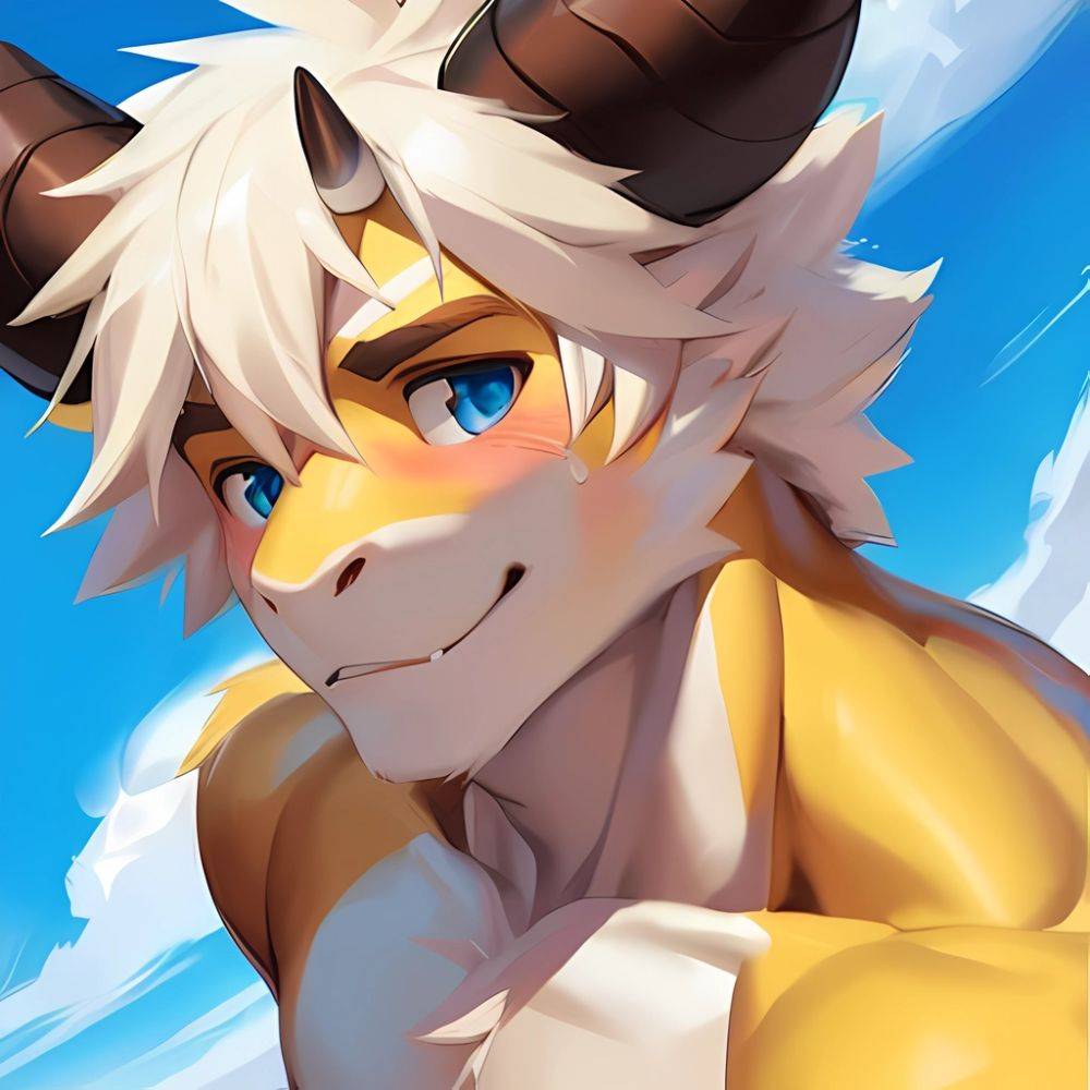 Male Anthro Muscle Kemono Dragon Penis Yellow Body Furry Blush White Mane Horns Chunie Meesh Kiyosan Sigma X Bara Detailed, 1800434708 - AIHentai - #main