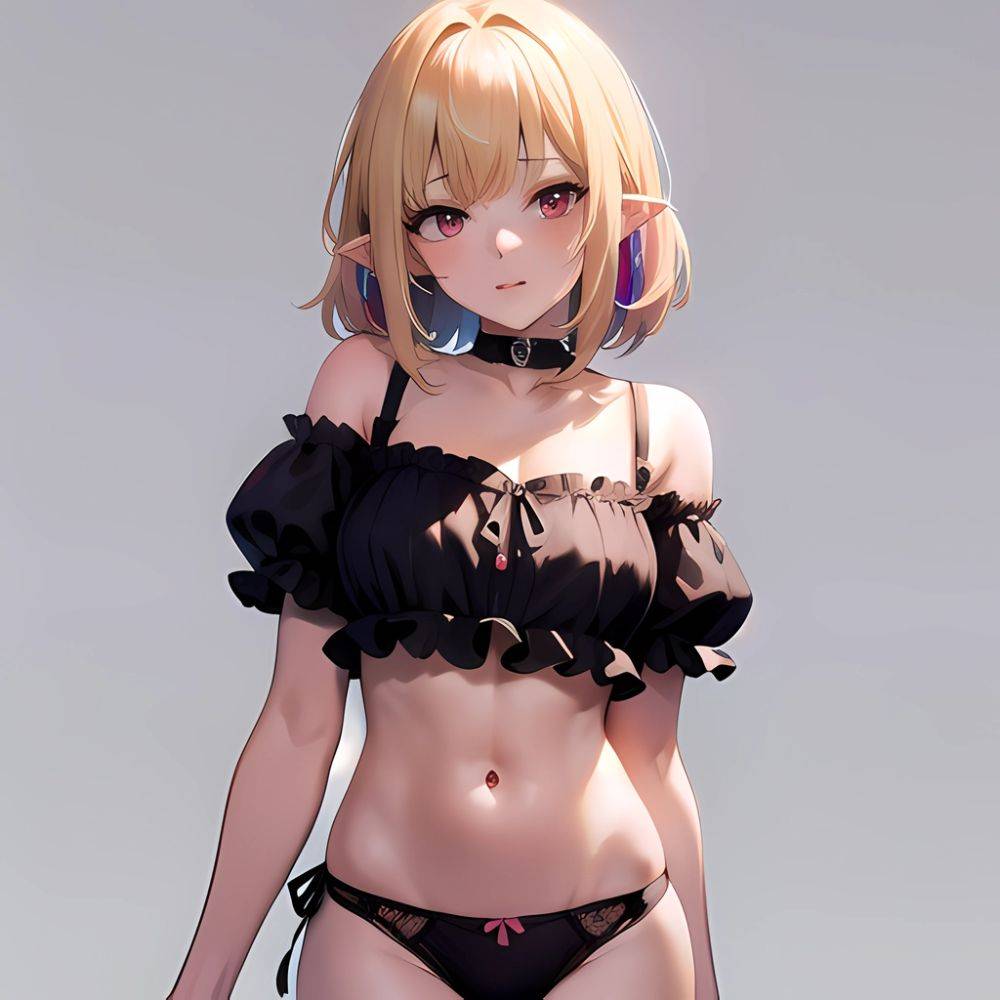 1girl Blonde Hair Frilled Panties Frills Highres Hip Bones Looking At Viewer Makaino Ririmu Multicolored Hair Navel Nijisanji No, 2546231192 - AIHentai - #main