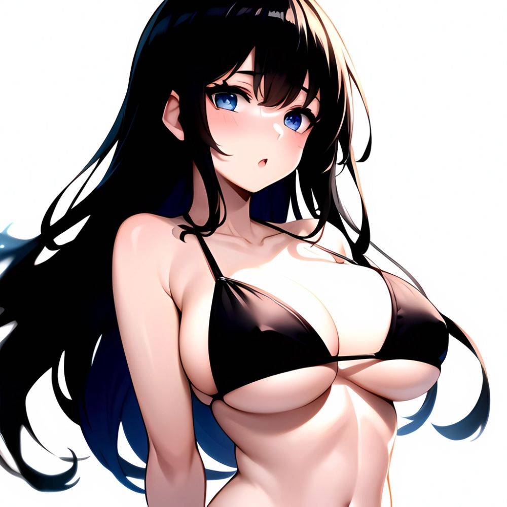 1girl O Absurdres Bikini Black Bikini Black Hair Blue Eyes Breasts Cleavage Collarbone Commentary Request Highres Large Breasts, 2929655469 - AIHentai - #main