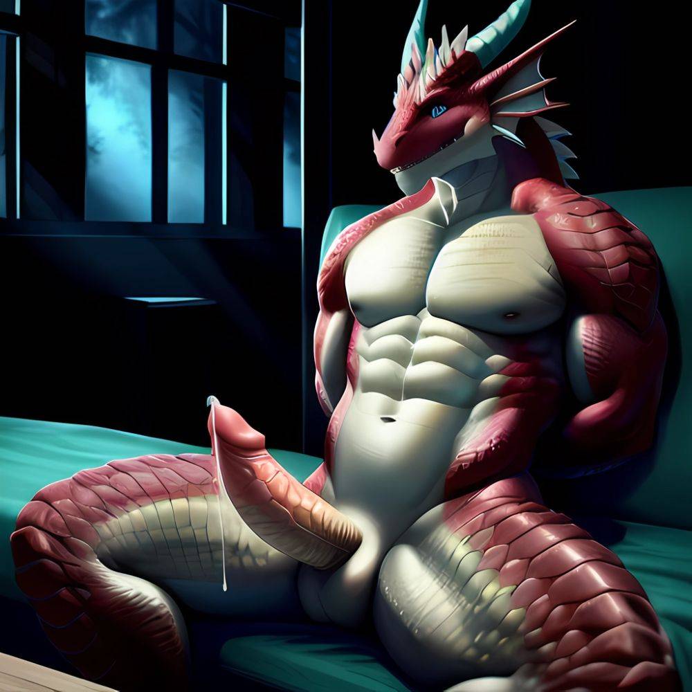 Anthro Dragon Male Solo Abs Cum Dripping Muscular Dragon Penis Genital Slit Furry Sitting Realistic Scales Detailed Scales Textu, 4167495899 - AIHentai - #main