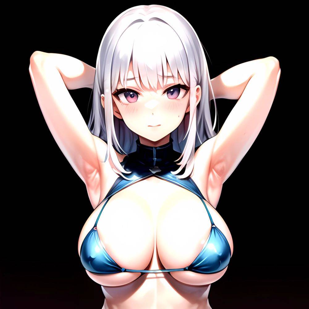 1girl Solo Big Boobs Pov Silver Hair Armpits Arms Behind Head, 639529860 - AIHentai - #main