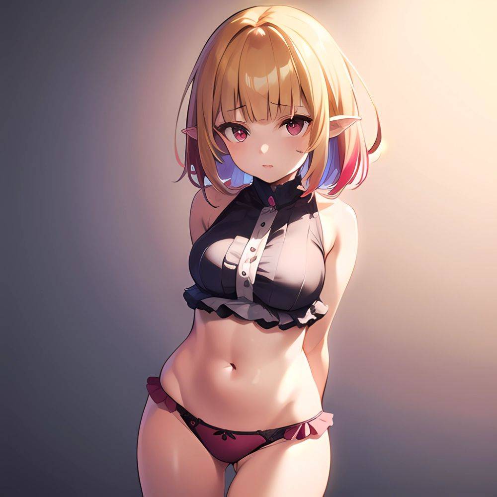 1girl Blonde Hair Frilled Panties Frills Highres Hip Bones Looking At Viewer Makaino Ririmu Multicolored Hair Navel Nijisanji No, 2780582093 - AIHentai - #main