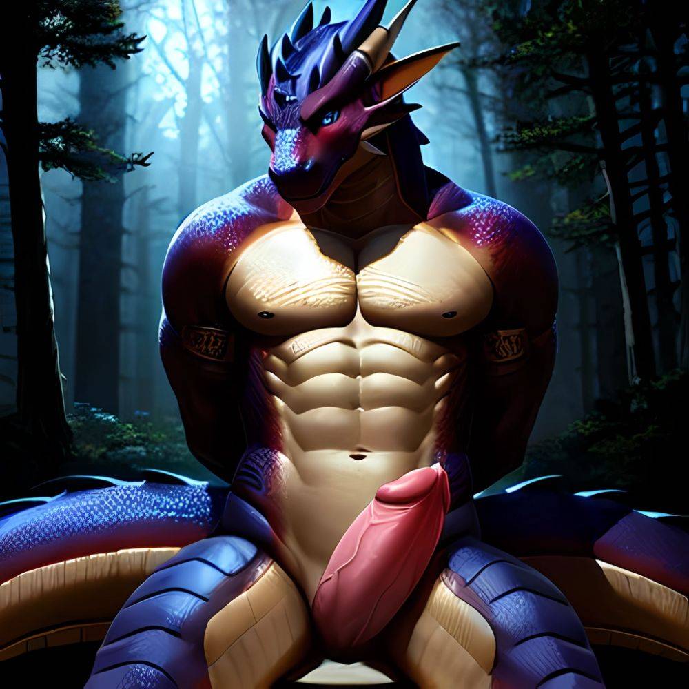 Anthro Dragon Male Solo Abs Cum Dripping Muscular Dragon Penis Genital Slit Furry Sitting Realistic Scales Detailed Scales Textu, 45696630 - AIHentai - #main