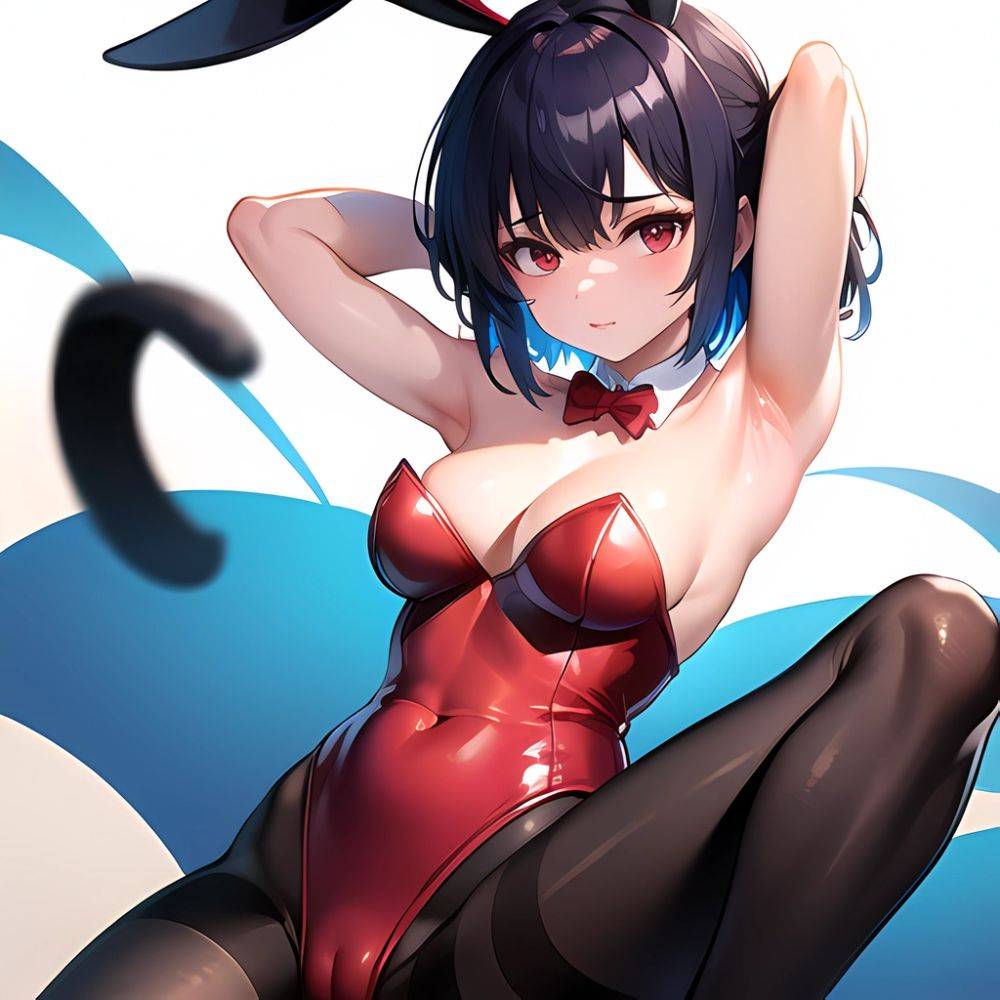 1girl Solo Animal Ears Armpits Black Hair Black Pantyhose Blue Archive Bow Bowtie Cat Ears Colored Inner Hair Coma Light825, 3707435558 - AIHentai - #main