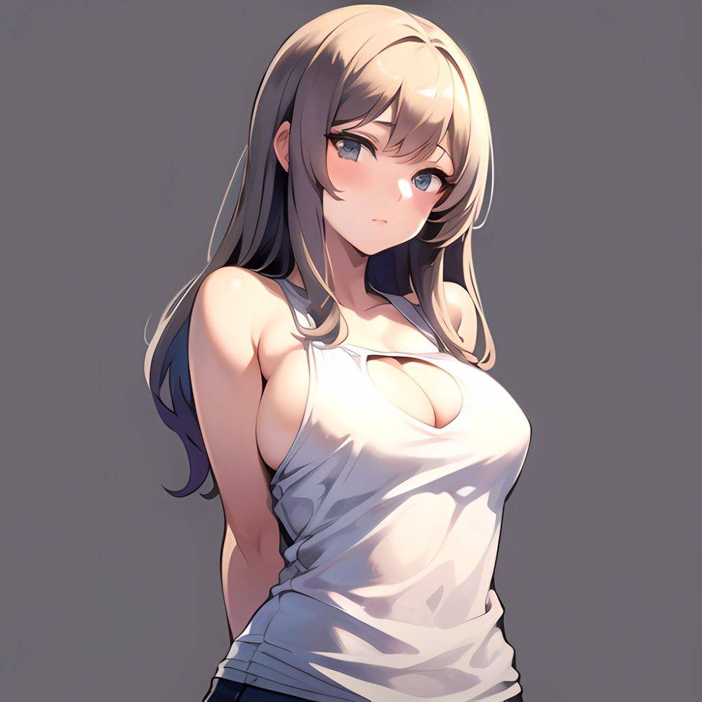 1girl Solo Big Boobs Pov Arms Behind Back Simple Background, 3352691649 - AIHentai - #main