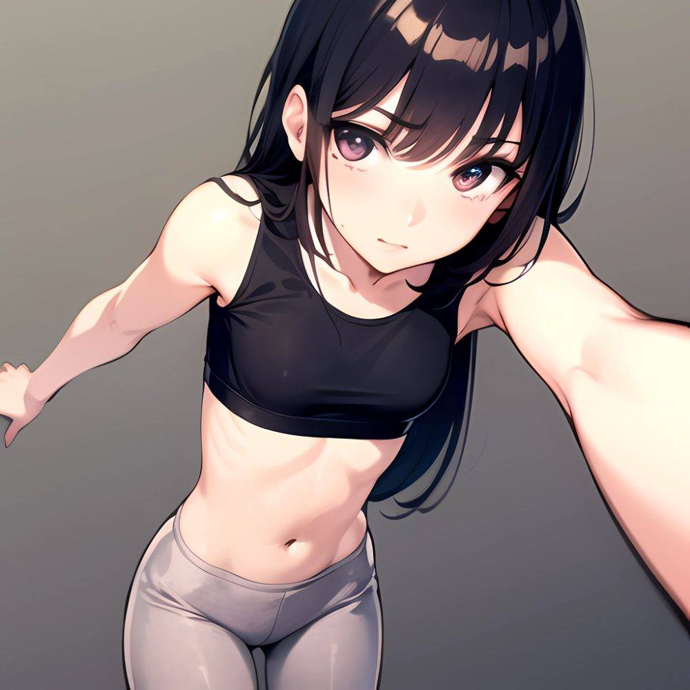 1girl Solo Tank Top Leggings Fully Clothed Pov Simple Background, 2088904980 - AIHentai - #main