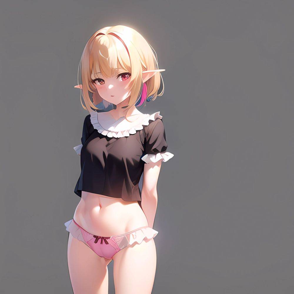 1girl Blonde Hair Frilled Panties Frills Highres Hip Bones Looking At Viewer Makaino Ririmu Multicolored Hair Navel Nijisanji No, 3240172788 - AIHentai - #main